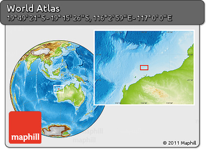Physical Location Map of the Area around 19° 32' 24" S, 116° 31' 30" E