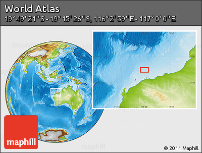 Physical Location Map of the Area around 19° 32' 24" S, 116° 31' 30" E