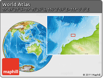 Physical Location Map of the Area around 19° 32' 24" S, 116° 31' 30" E