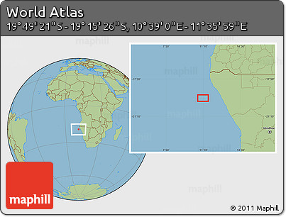 Savanna Style Location Map of the Area around 19° 32' 24" S, 11° 7' 30" E