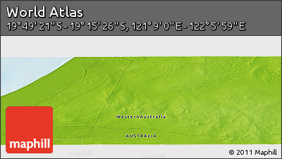 Physical Panoramic Map of the Area around 19° 32' 24" S, 121° 37' 30" E