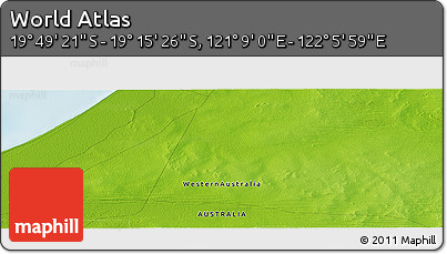 Physical Panoramic Map of the Area around 19° 32' 24" S, 121° 37' 30" E