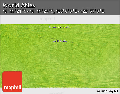 Physical 3D Map of the Area around 19° 32' 24" S, 122° 28' 29" E