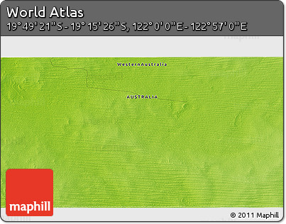 Physical 3D Map of the Area around 19° 32' 24" S, 122° 28' 29" E