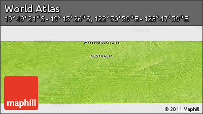 Physical Panoramic Map of the Area around 19° 32' 24" S, 123° 19' 29" E