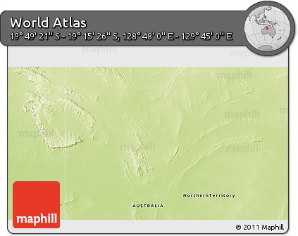 Physical 3D Map of the Area around 19° 32' 24" S, 129° 16' 30" E