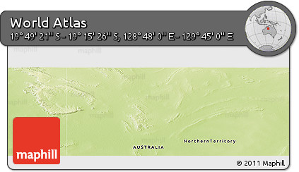 Physical Panoramic Map of the Area around 19° 32' 24" S, 129° 16' 30" E