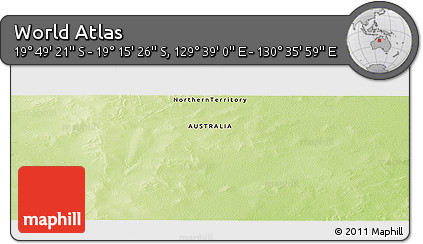 Physical Panoramic Map of the Area around 19° 32' 24" S, 130° 7' 30" E