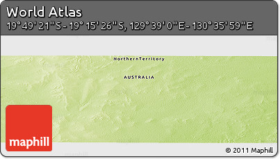 Physical Panoramic Map of the Area around 19° 32' 24" S, 130° 7' 30" E