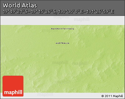 Physical 3D Map of the Area around 19° 32' 24" S, 130° 58' 29" E