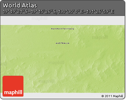 Physical 3D Map of the Area around 19° 32' 24" S, 130° 58' 29" E