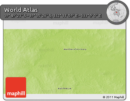 Physical 3D Map of the Area around 19° 32' 24" S, 132° 40' 30" E