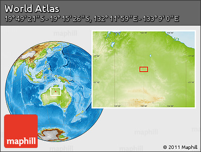 Physical Location Map of the Area around 19° 32' 24" S, 132° 40' 30" E
