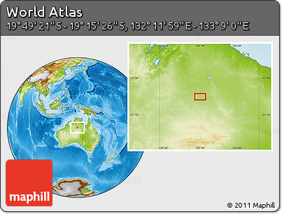 Physical Location Map of the Area around 19° 32' 24" S, 132° 40' 30" E