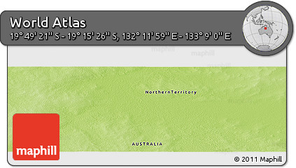 Physical Panoramic Map of the Area around 19° 32' 24" S, 132° 40' 30" E