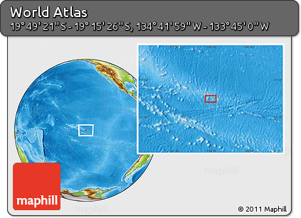 Physical Location Map of the Area around 19° 32' 24" S, 134° 13' 29" W