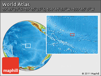 Physical Location Map of the Area around 19° 32' 24" S, 134° 13' 29" W