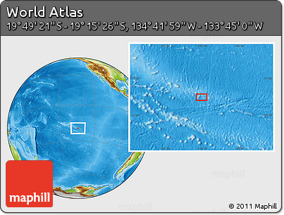 Physical Location Map of the Area around 19° 32' 24" S, 134° 13' 29" W