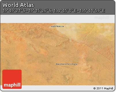 Satellite 3D Map of the Area around 19° 32' 24" S, 135° 13' 29" E