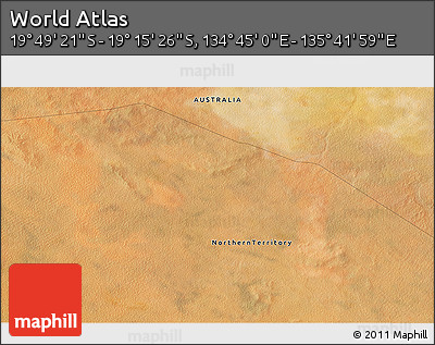 Satellite 3D Map of the Area around 19° 32' 24" S, 135° 13' 29" E