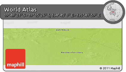 Physical Panoramic Map of the Area around 19° 32' 24" S, 135° 13' 29" E