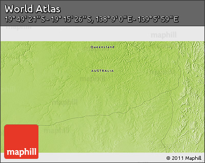 Physical 3D Map of the Area around 19° 32' 24" S, 138° 37' 30" E