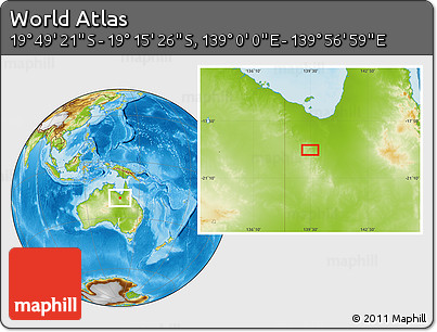 Physical Location Map of the Area around 19° 32' 24" S, 139° 28' 29" E