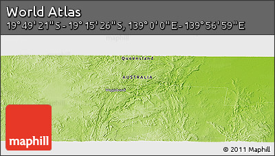 Physical Panoramic Map of the Area around 19° 32' 24" S, 139° 28' 29" E