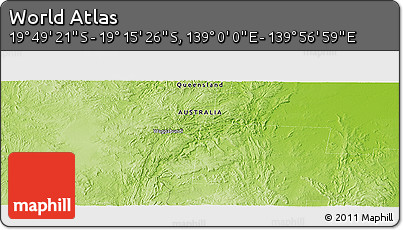 Physical Panoramic Map of the Area around 19° 32' 24" S, 139° 28' 29" E