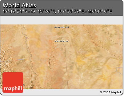 Satellite 3D Map of the Area around 19° 32' 24" S, 140° 19' 29" E