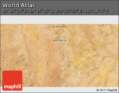 Satellite 3D Map of the Area around 19° 32' 24" S, 140° 19' 29" E