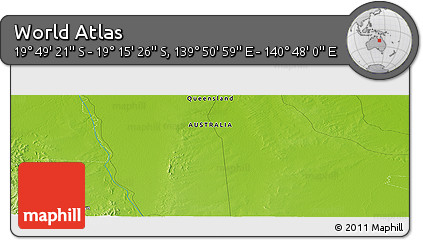 Physical Panoramic Map of the Area around 19° 32' 24" S, 140° 19' 29" E