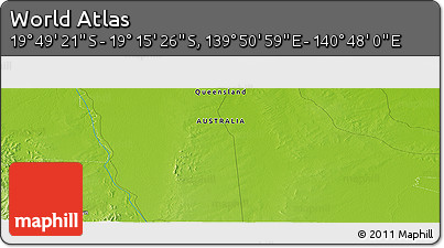 Physical Panoramic Map of the Area around 19° 32' 24" S, 140° 19' 29" E