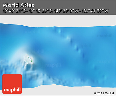 Physical 3D Map of the Area around 19° 32' 24" S, 140° 10' 30" W