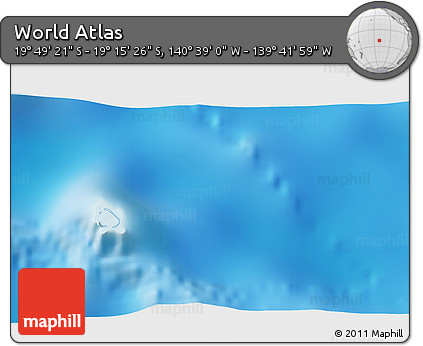 Shaded Relief 3D Map of the Area around 19° 32' 24" S, 140° 10' 30" W
