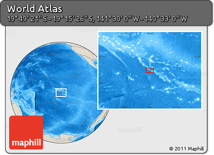 Shaded Relief Location Map of the Area around 19° 32' 24" S, 141° 1' 30" W