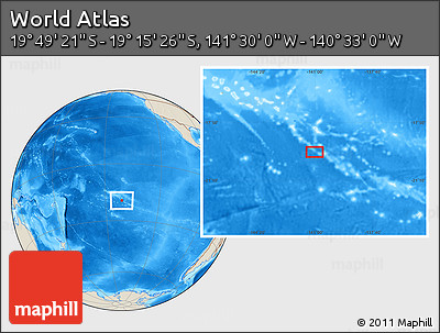 Shaded Relief Location Map of the Area around 19° 32' 24" S, 141° 1' 30" W
