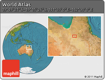 Satellite Location Map of the Area around 19° 32' 24" S, 142° 1' 30" E