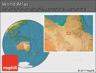 Satellite Location Map of the Area around 19° 32' 24" S, 142° 1' 30" E