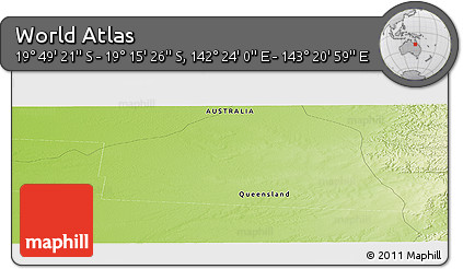 Physical Panoramic Map of the Area around 19° 32' 24" S, 142° 52' 30" E