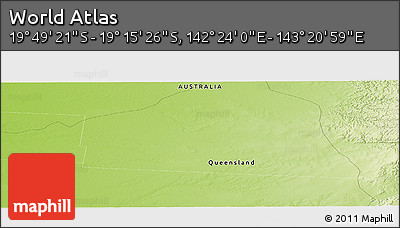 Physical Panoramic Map of the Area around 19° 32' 24" S, 142° 52' 30" E