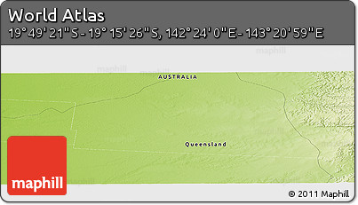 Physical Panoramic Map of the Area around 19° 32' 24" S, 142° 52' 30" E