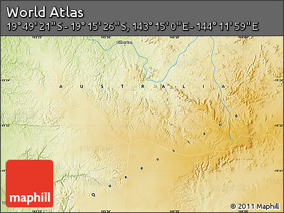 Physical Map of the Area around 19° 32' 24" S, 143° 43' 29" E