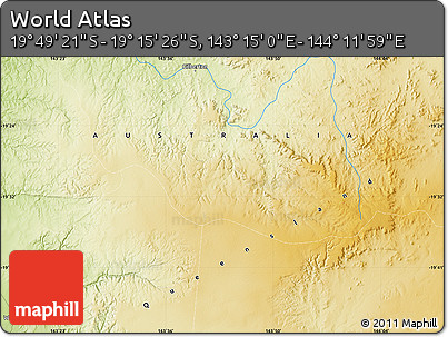 Physical Map of the Area around 19° 32' 24" S, 143° 43' 29" E