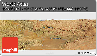 Satellite Panoramic Map of the Area around 19° 32' 24" S, 143° 43' 29" E