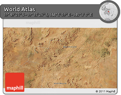 Satellite 3D Map of the Area around 19° 32' 24" S, 144° 34' 29" E