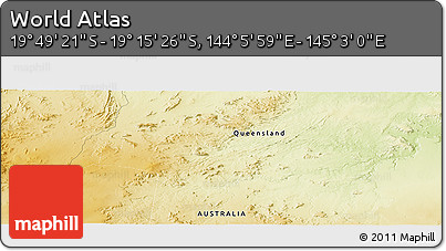 Physical Panoramic Map of the Area around 19° 32' 24" S, 144° 34' 29" E