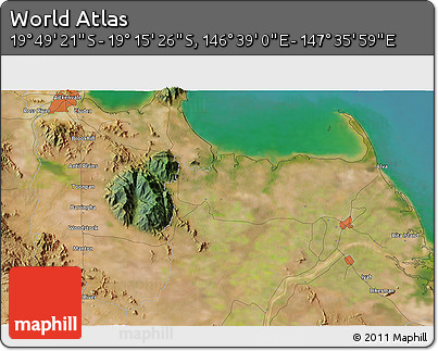 Satellite 3D Map of the Area around 19° 32' 24" S, 147° 7' 30" E