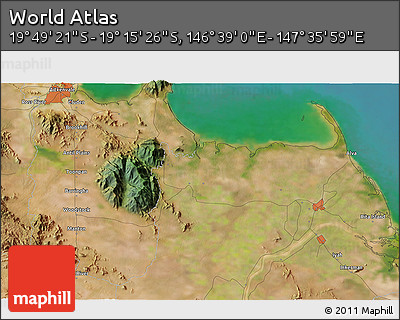 Satellite 3D Map of the Area around 19° 32' 24" S, 147° 7' 30" E