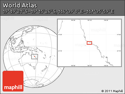 Blank Location Map of the Area around 19° 32' 24" S, 147° 7' 30" E